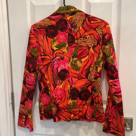 Dolce & Gabbana D&G Vintage Neon Orange and Pink Floral Blazer Summer Spring - Picture 9 of 16